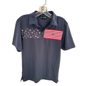 Travis Mathew Stars‎ and Stripes Golf Polo Shirt Mens Small Patriotic